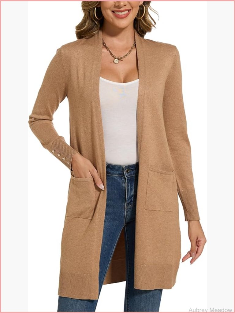 Women's Long Dressy Cardigan Sweaters With Pockets Lightweight Duster Coat